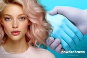 A young woman with pinkish hair on the left and a stylized handshake on the right.