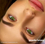 A woman with healed powder brows.